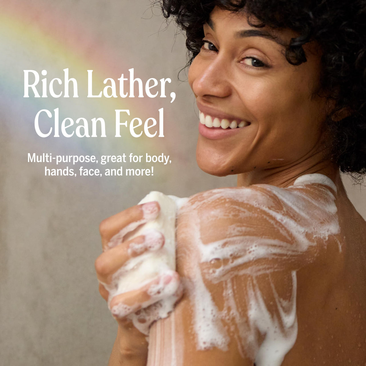 Dr. Bronner's unscented bar wrapper detail showing recycled paper packaging and eco-friendly benefit