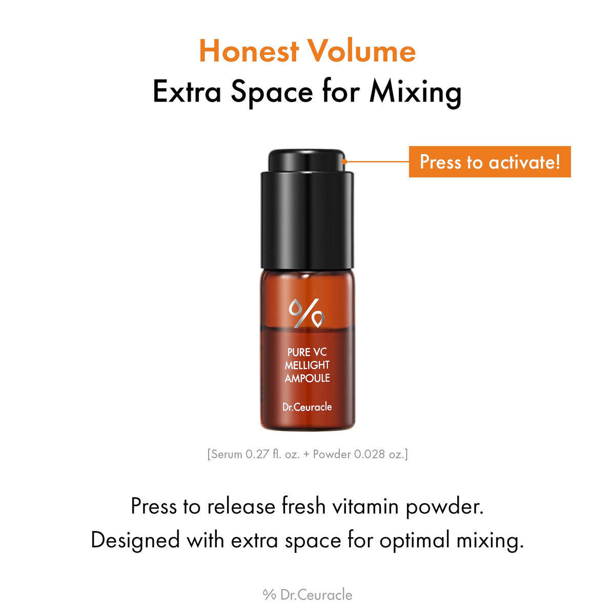 Dr.Ceuracle ampoule open with powder mixing for maximum potency
