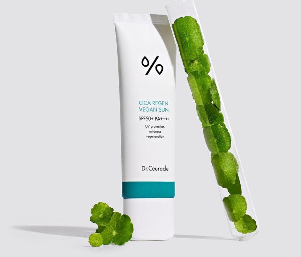 Dr. Ceuracle lifestyle application on skin demonstrating soothing effect and makeup-friendly benefit