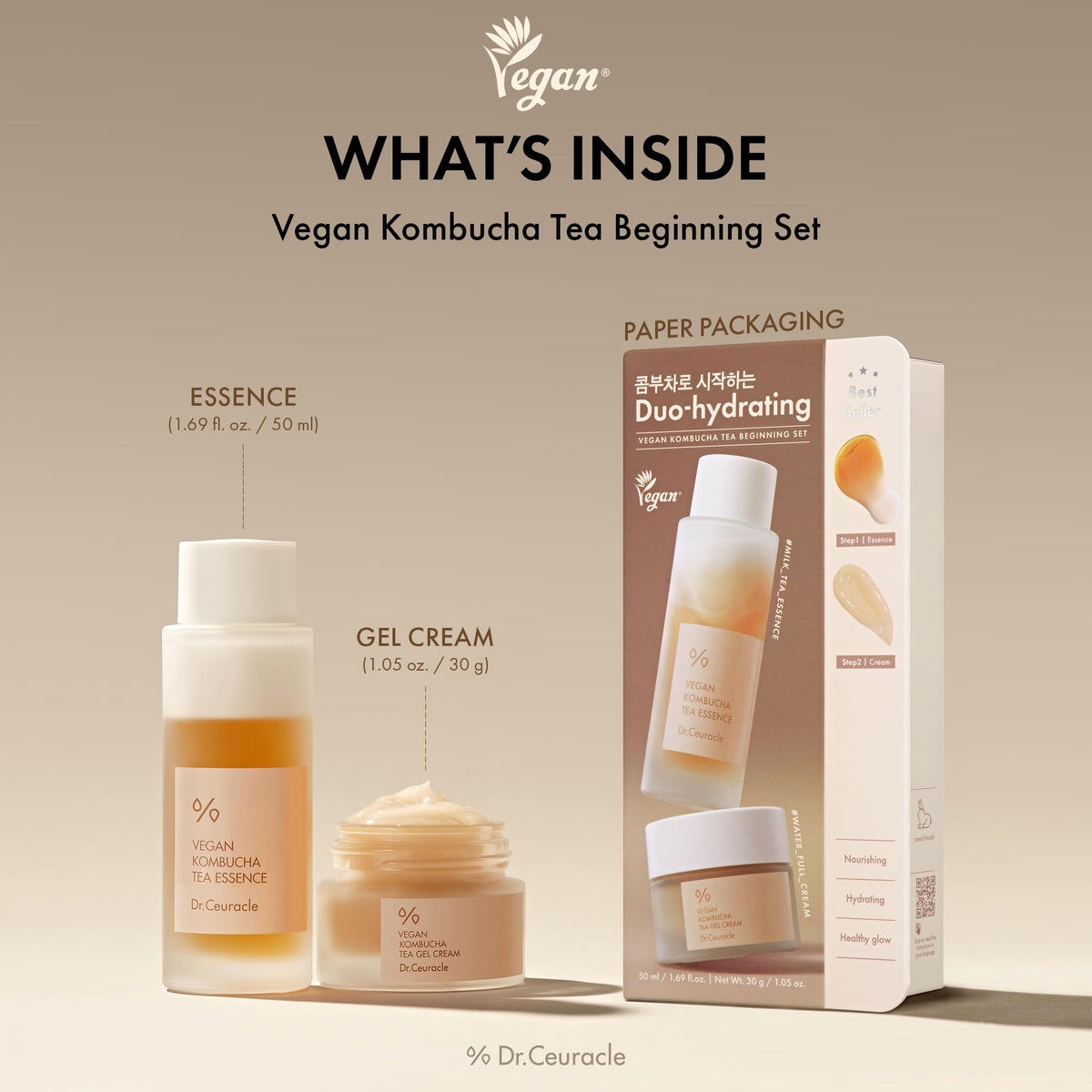 Dr.Ceuracle essence pouring drop closeup demonstrating balanced oil-water hydration