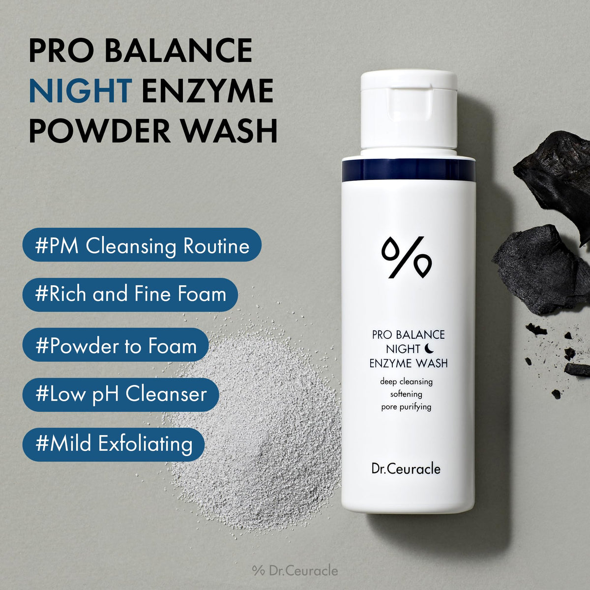 Dr.Ceuracle foamy cleanser in hand demonstrating soft foam rinseability