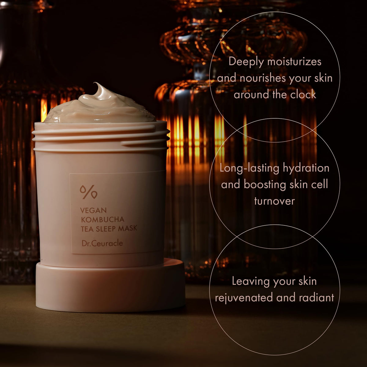 Dr. Ceuracle kombucha ingredient shot showing fermented tea extract for nutrient support