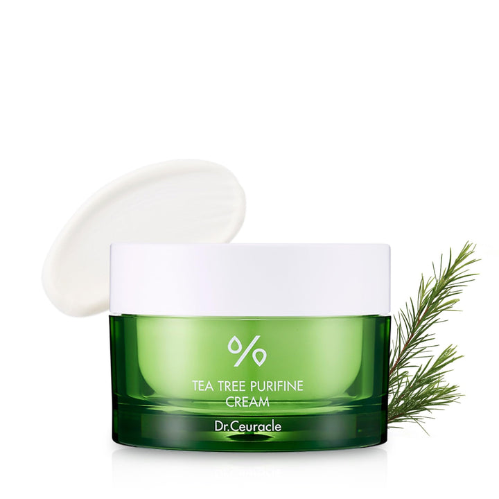 Dr.Ceuracle jar front view showing label and calming tea tree branding and benefits