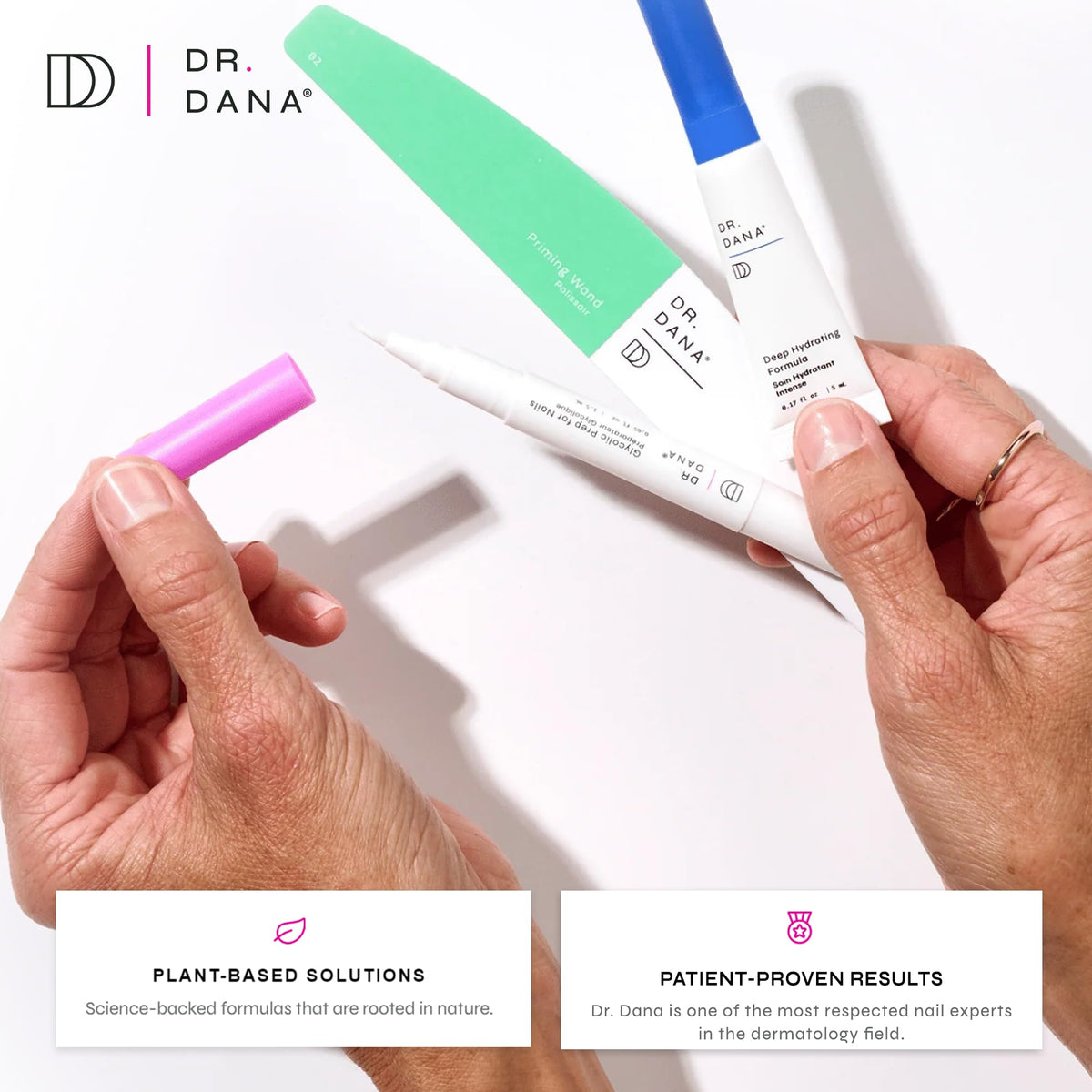 Dr. Dana kit size next to a hand for portable, travel convenience