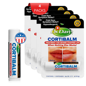 Dr. Dan's applying balm to chapped lip demonstrating relief