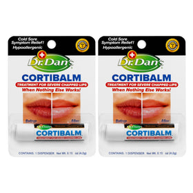 Dr. Dan's Cortibalm front packaging showing treatment tubes and benefit of focused relief