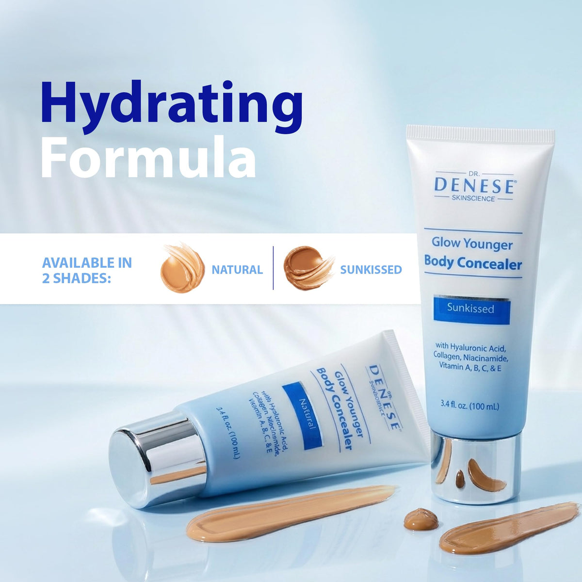 Dr. Denese applied with fingers on leg showing easy blending benefit