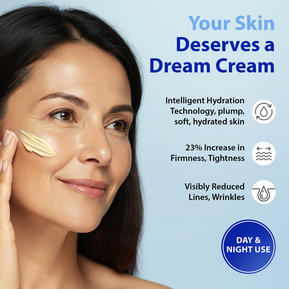Dr. Denese open jar close-up revealing silky cream texture for hydration