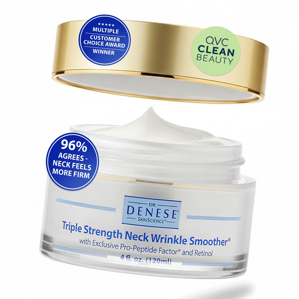 Dr. Denese jar front view showing packaging and firming cream benefit