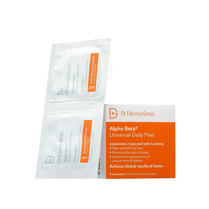 Dr Dennis Gross front packaging showing five two-step treatments benefits