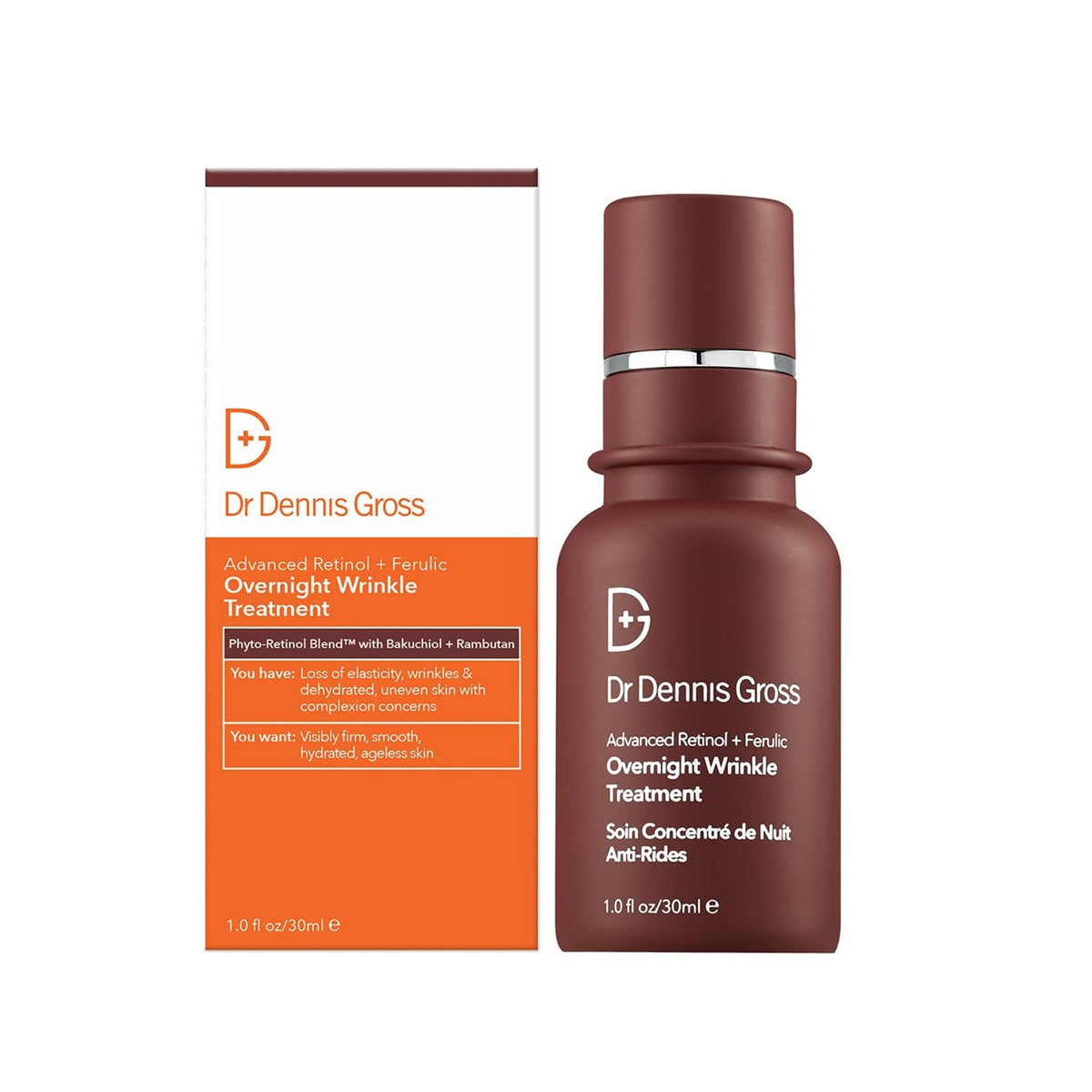 Dr Dennis Gross before-and-after texture composite illustrating smoother-looking skin
