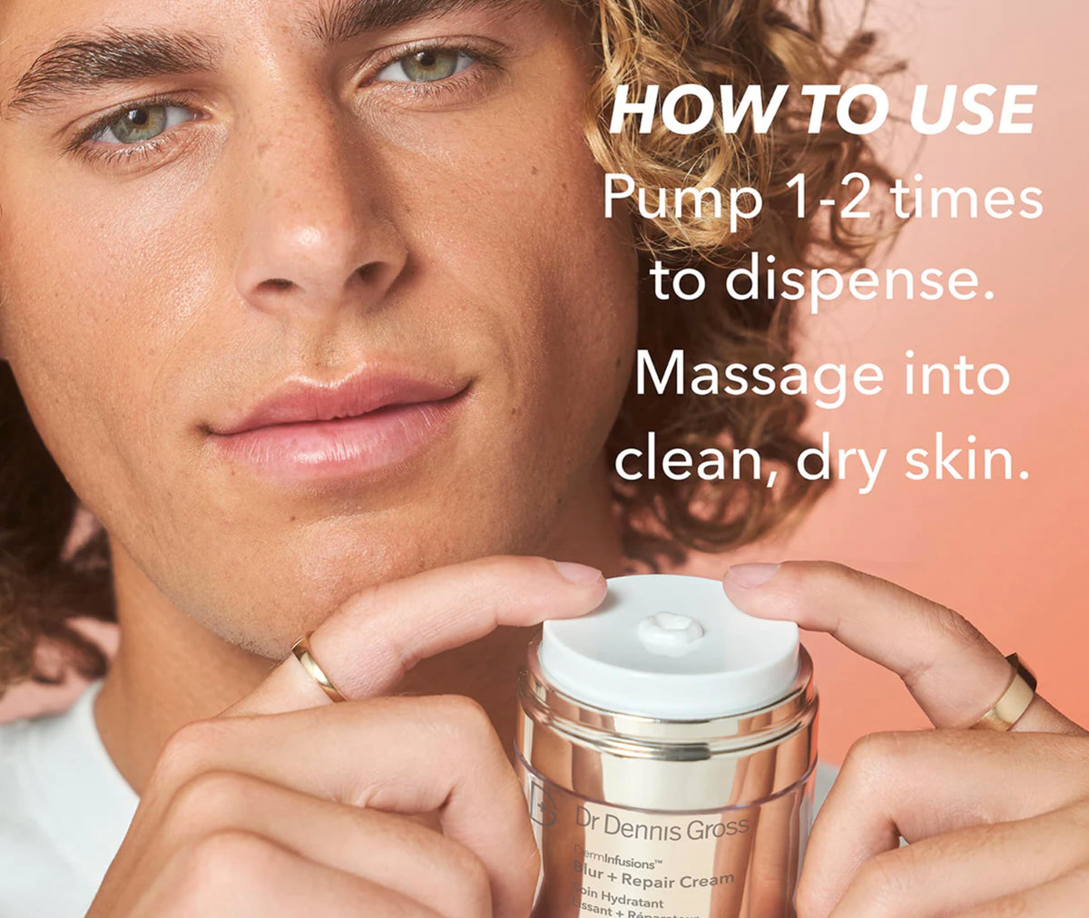 Dr Dennis Gross label detail listing peptides and hyaluronic acid benefits
