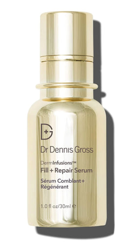 Dr Dennis Gross front bottle view showing serum and benefit of instant filling