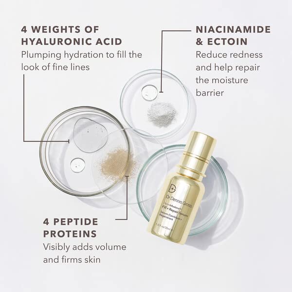 Dr Dennis Gross serum droplet on hand showing lightweight texture and plumping