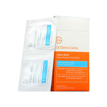 Dr Dennis Gross front packaging showing two-step peel and 30 treatments benefit