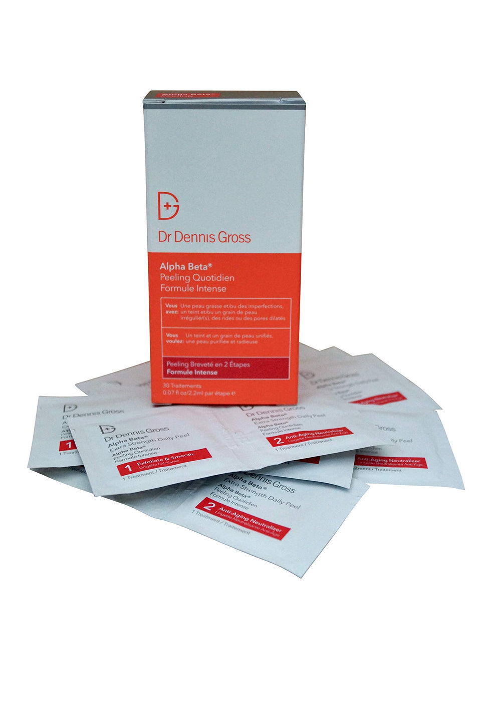Dr. Dennis Gross packet front showing compact peel packet and ease of use