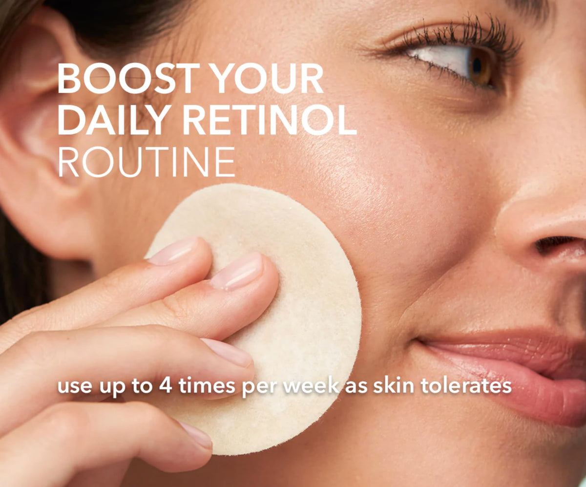Dr Dennis Gross pad on vanity next to cleanser illustrating evening routine benefit