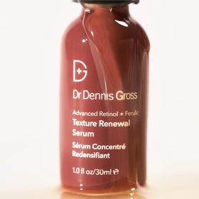 Dr. Dennis Gross size comparison displaying 1 oz bottle scale for travel-friendly benefit