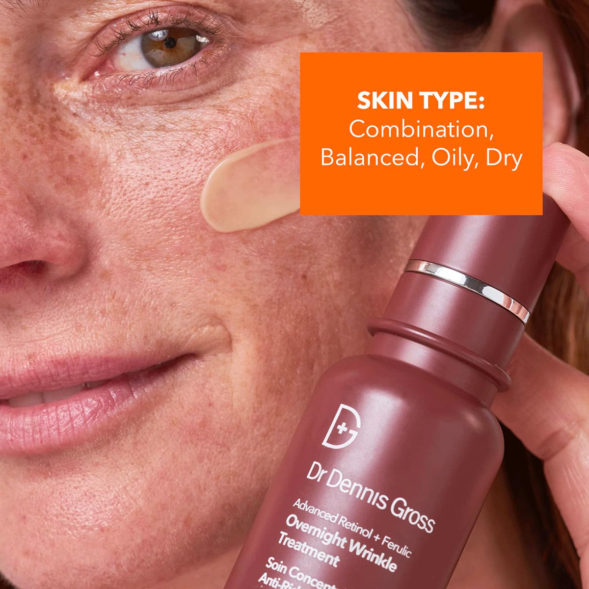 Dr Dennis Gross creamy serum texture close-up showing lightweight absorbent finish