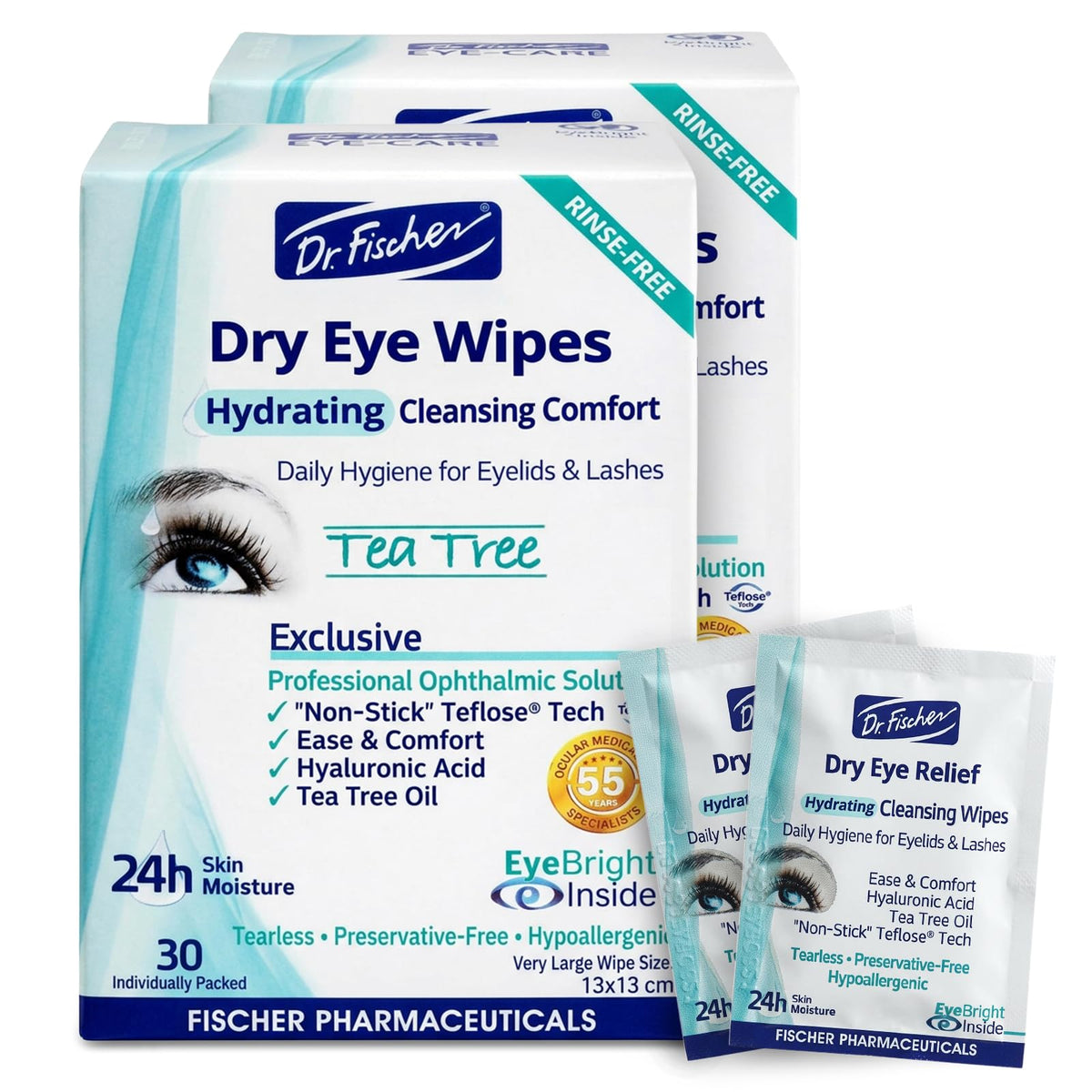 Dr. Fischer front packaging showing 60 wipes and clear usage benefit