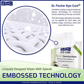Dr. Fischer open wipe close-up demonstrating gentle pre-moistened cloth