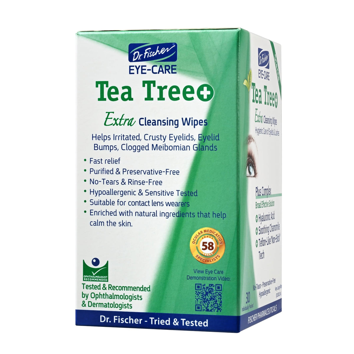 Dr. Fischer wipe with chamomile close-up highlighting soothing ingredient
