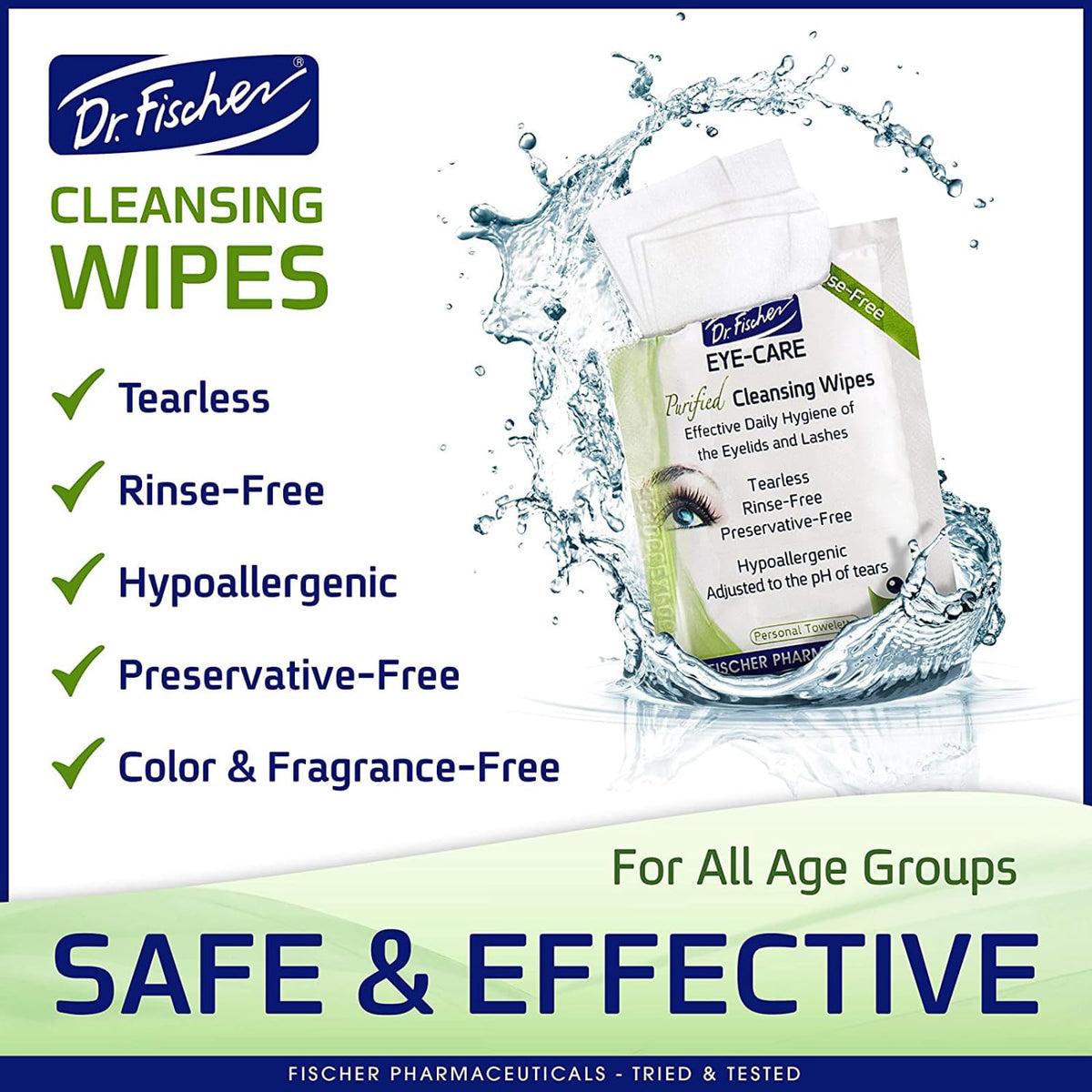 Dr. Fischer wipe in hand removing makeup with easy single-use convenience