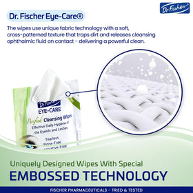 Dr. Fischer wipe being used along lash line to remove makeup gently