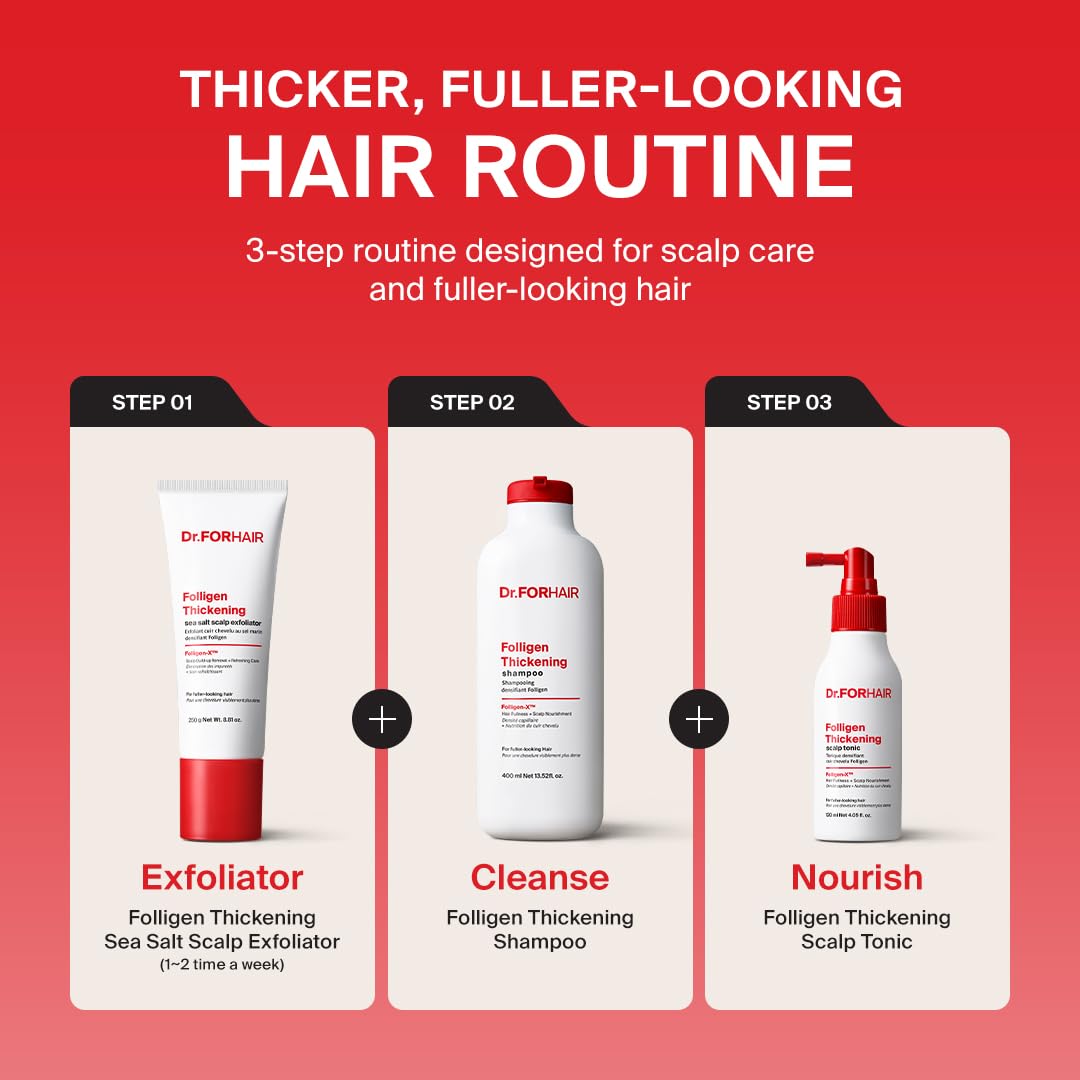 DR.FORHAIR tonic paired with Folligen shampoo illustrating routine synergy