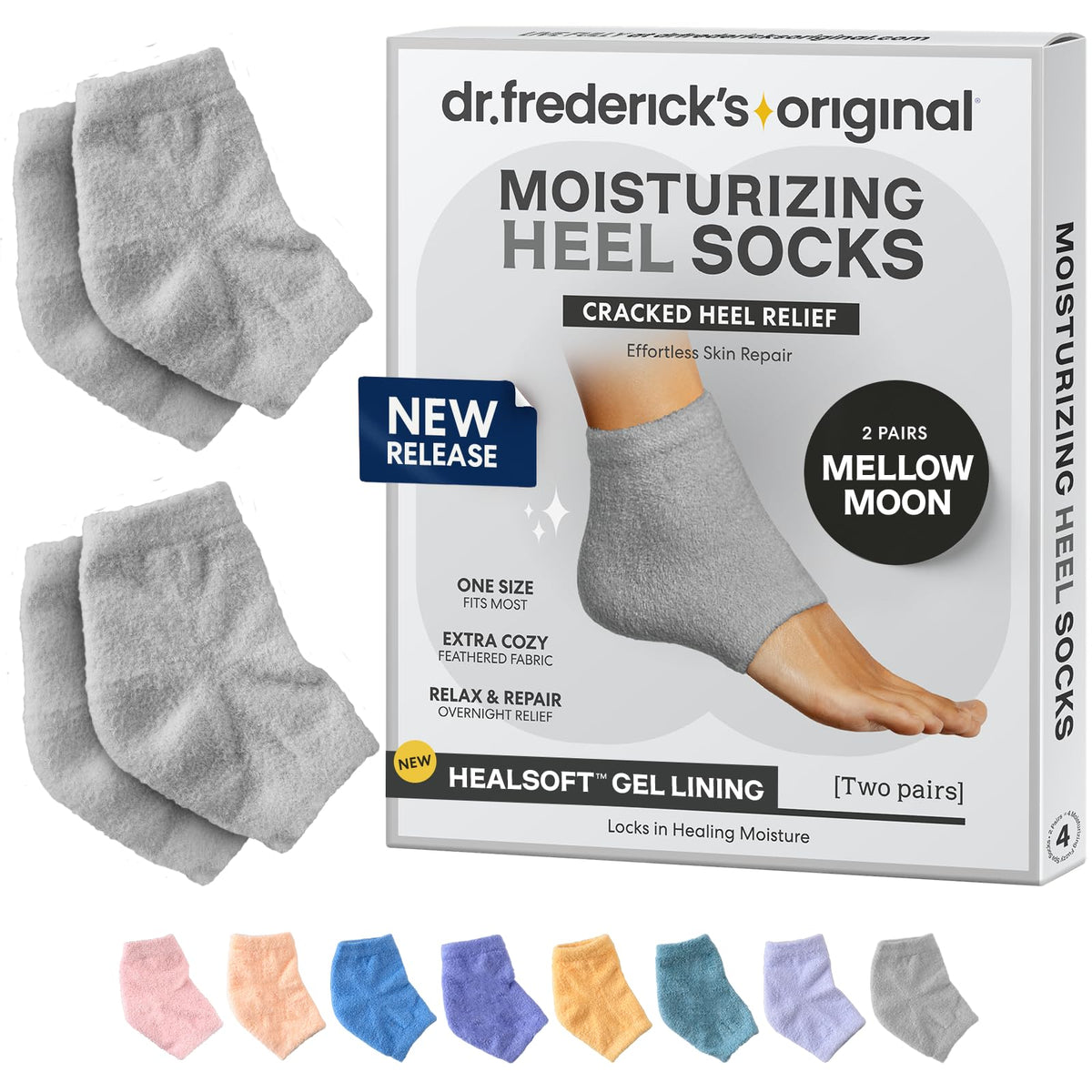 Dr. Frederick's front packaging showing cozy socks and benefits