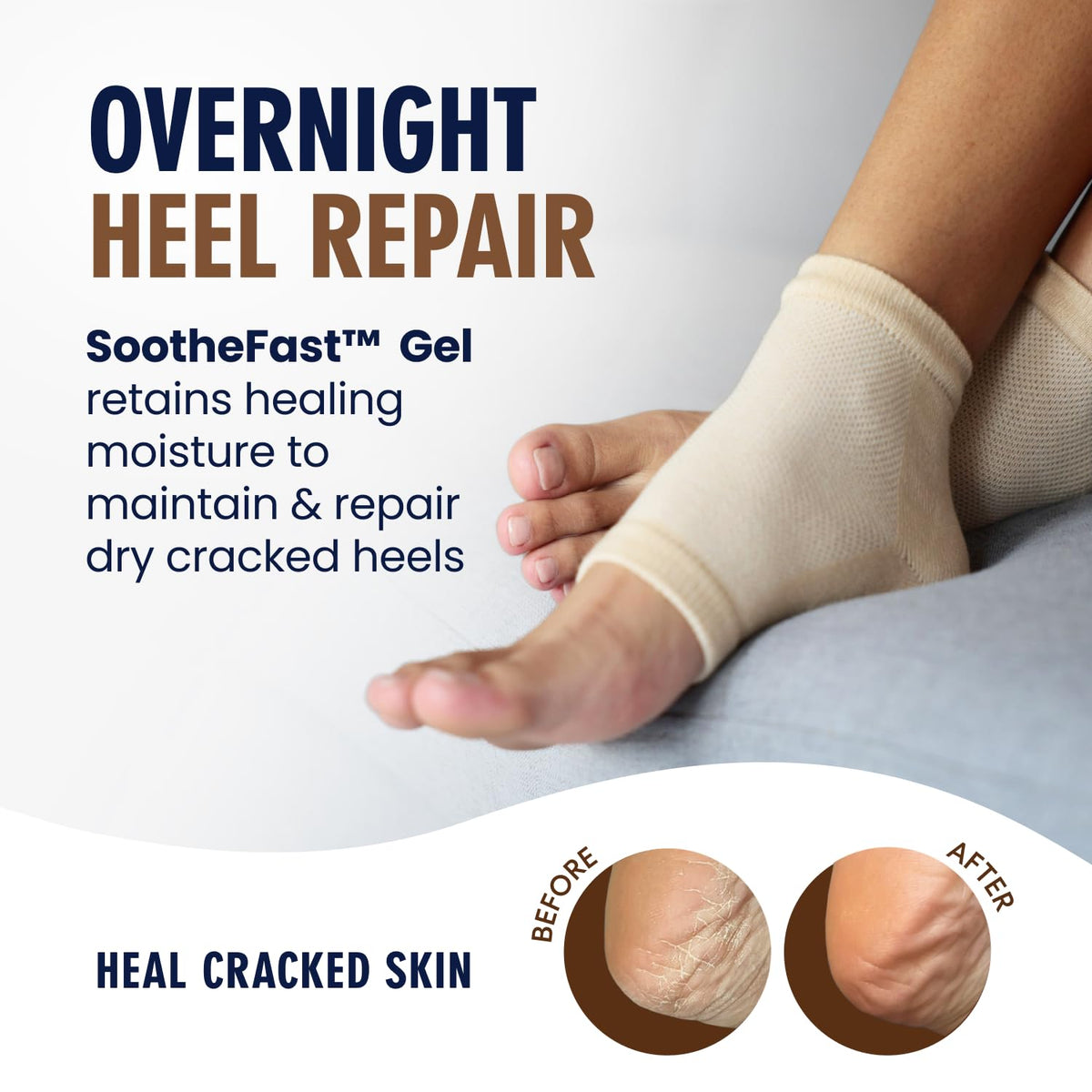 Dr. Frederick's gel lining close-up highlighting moisture-locking benefit