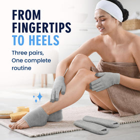 Dr. Frederick's heel socks close-up showing heel-zone gel and snug fit benefit: targeted heel hydration