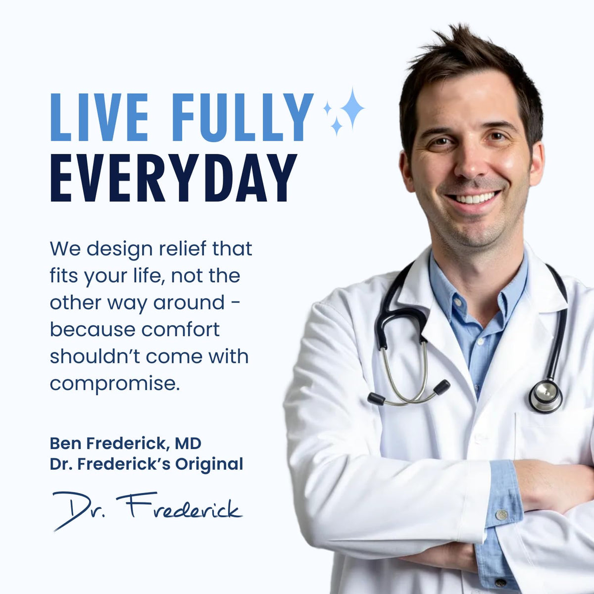 Dr. Frederick's lifestyle vanity setting showing spa-like self-care appeal