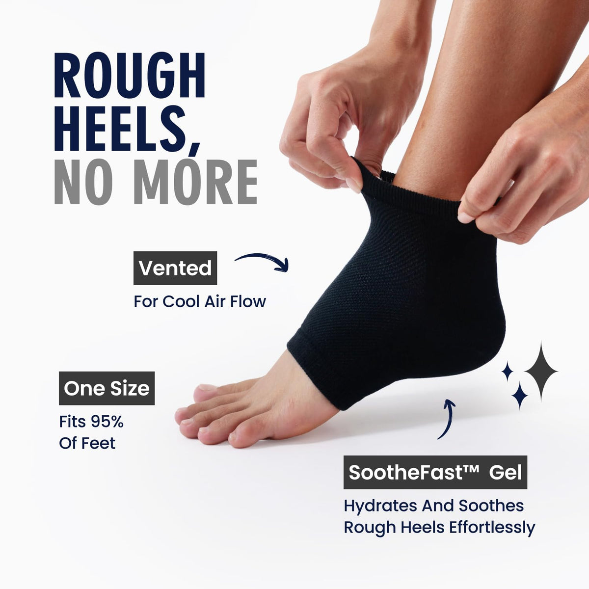 Dr. Frederick's Original open-toe socks worn on foot demonstrating comfortable overnight use