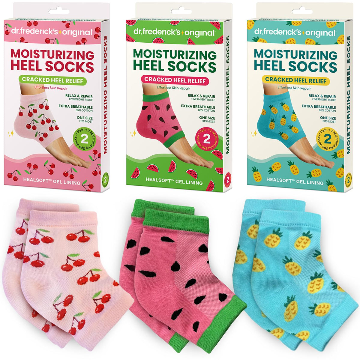 Dr. Frederick's Original front packaging view showing three pairs and gifting appeal