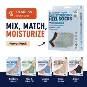 Dr. Frederick's socks held in a hand illustrating size and stretch