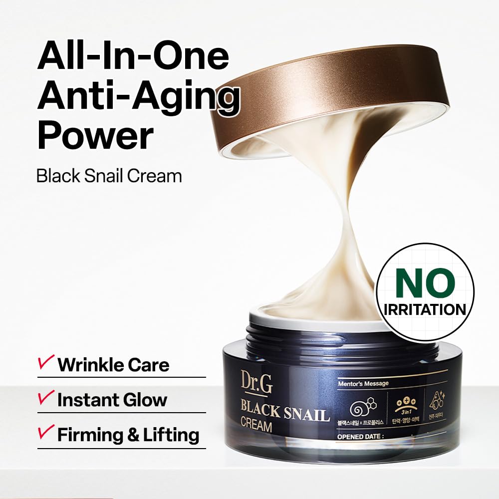 Dr. G cream open jar texture close-up revealing smooth snail mucin-rich consistency for deep nourishment