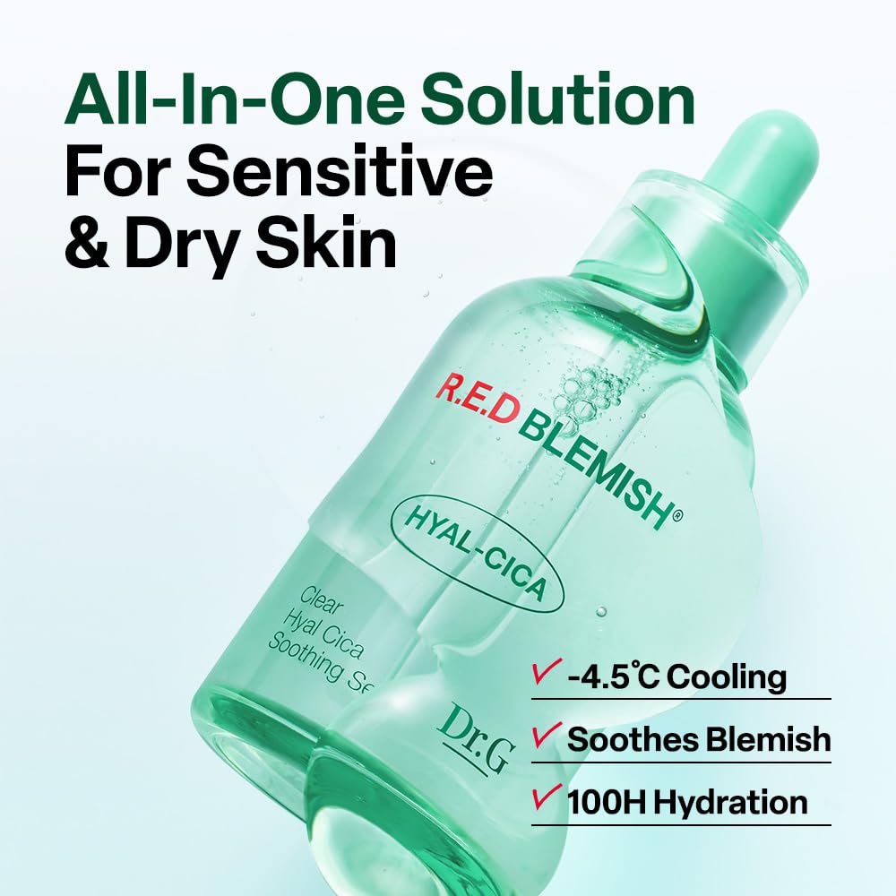 Dr.G serum dropper releasing clear texture, highlights lightweight hydration