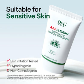 Dr. G ingredient list label highlighting hyaluronic and azelaic acids for soothing