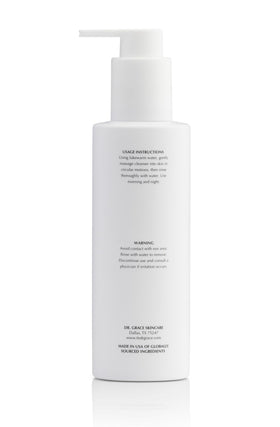Dr. Grace label and pump detail highlighting easy-dispense benefit