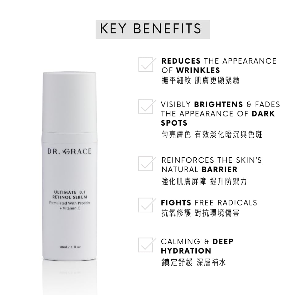 Dr. Grace bottle on bath counter in lifestyle scene to suggest nightly skincare ritual benefits