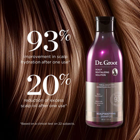 Dr. Groot shampoo foam texture close-up showing gentle lather for soothing scalp