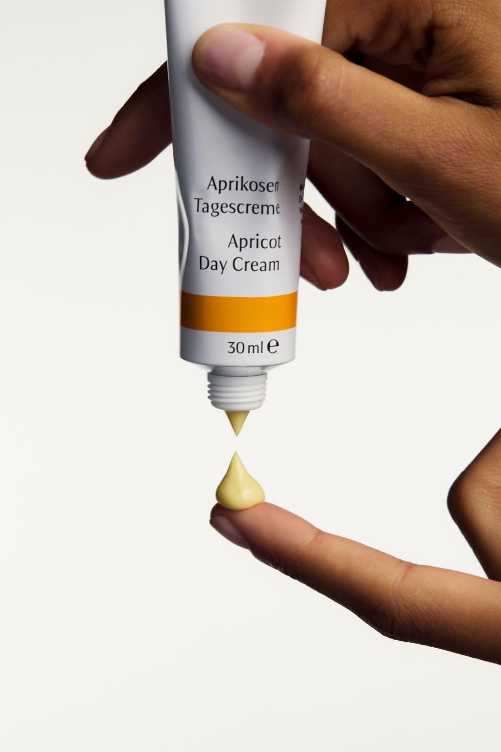 Dr. Hauschka apricot ingredient display showing natural source of vitamins benefit