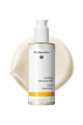 Dr. Hauschka cleansing milk removed makeup cloth highlighting gentle removal