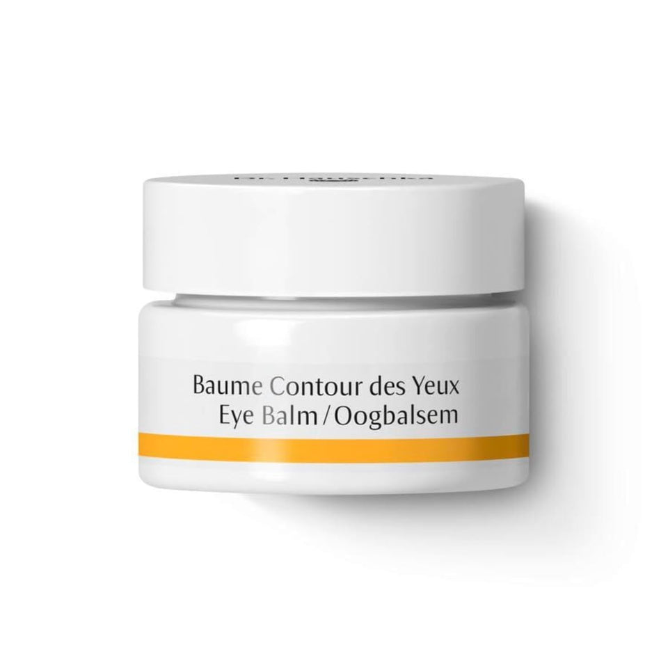 Dr. Hauschka eye balm front jar showing packaging and compact size for travel