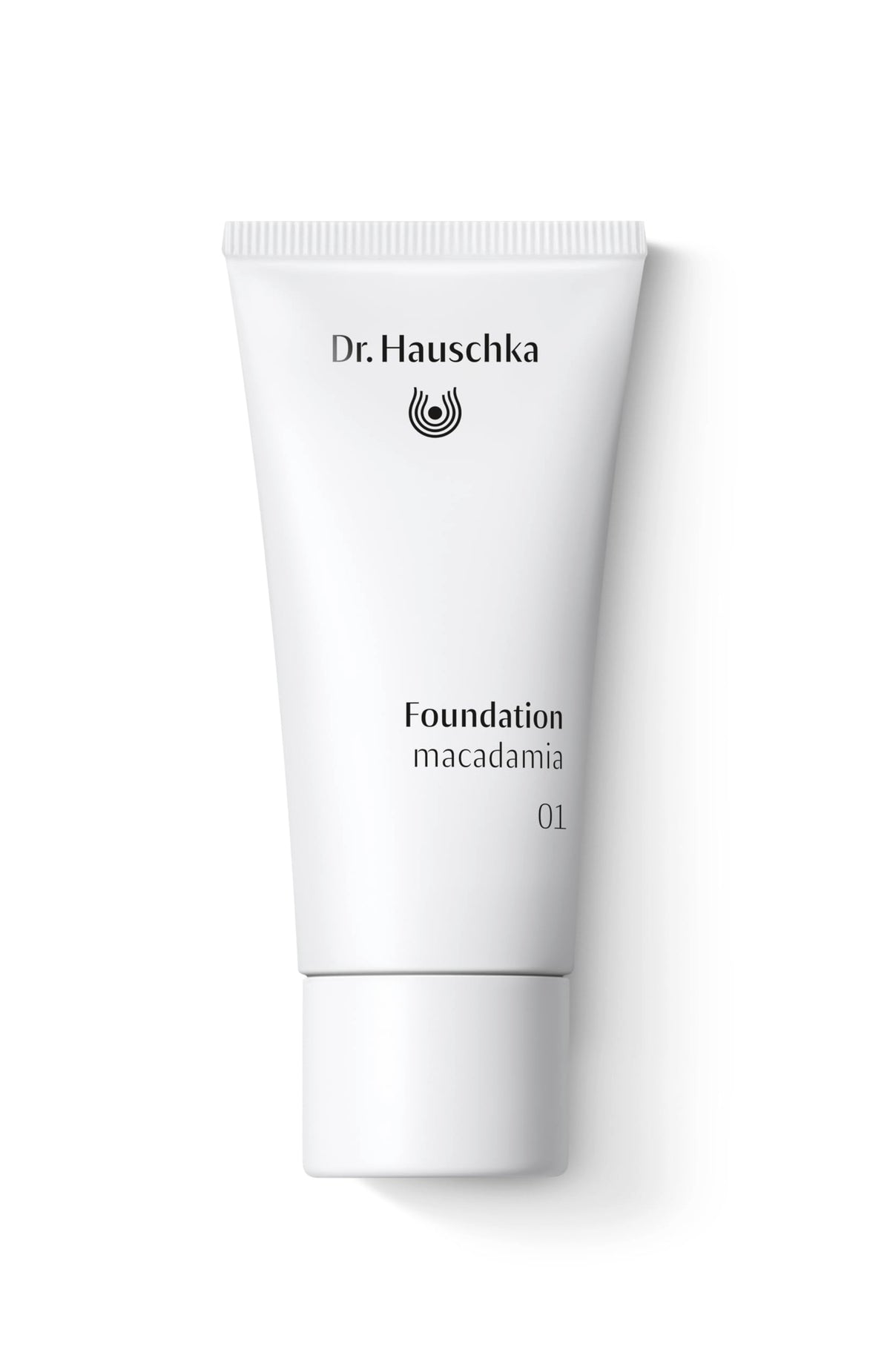 Dr. Hauschka Macadamia 01 front bottle showing label and 30 ml size, nourishing benefits