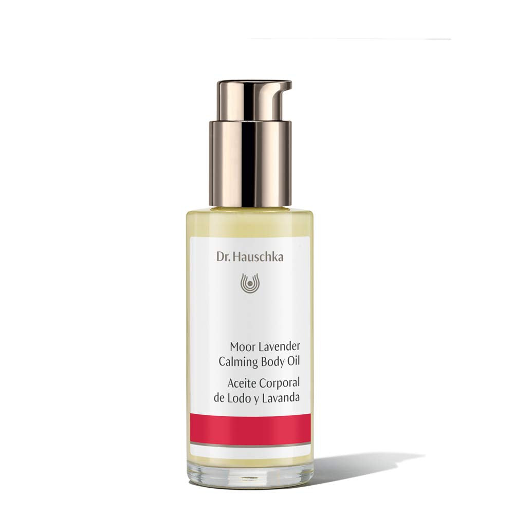 Dr. Hauschka bottle front view showing calming lavender oil, nourishing hydration