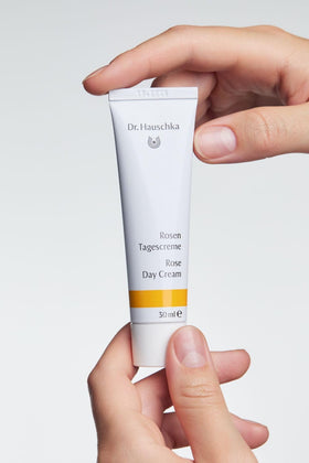 Dr. Hauschka rose and shea butter ingredients highlighting soothing properties