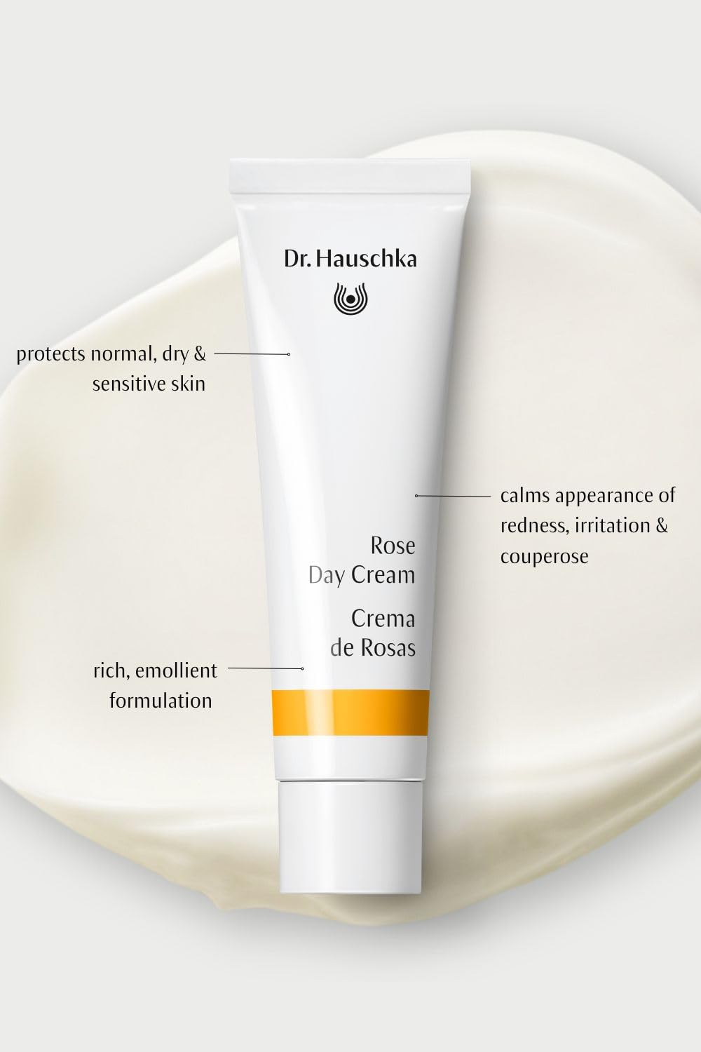 Dr. Hauschka cream on a hand demonstrating easy application benefit