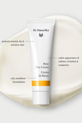Dr. Hauschka cream on a hand demonstrating easy application benefit
